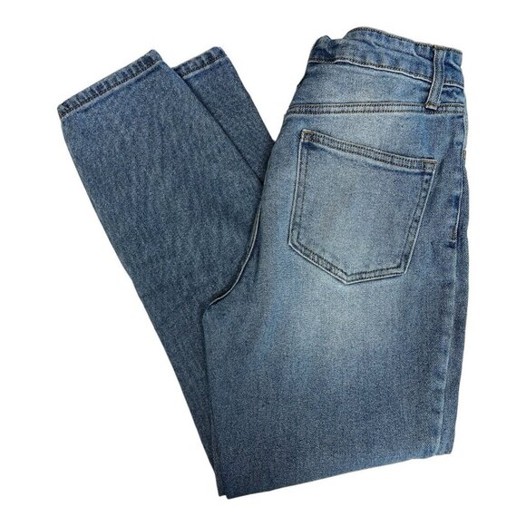 No Boundaries NO BOI Stretch Jeans~Size 9~Blue Denim Distressed Patched  L9 07 - Picture 1 of 8